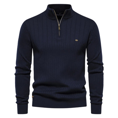 Axel™ - Men's Classic Quarter-Zip Ribbed Sweater – Timeless Style & Comfort