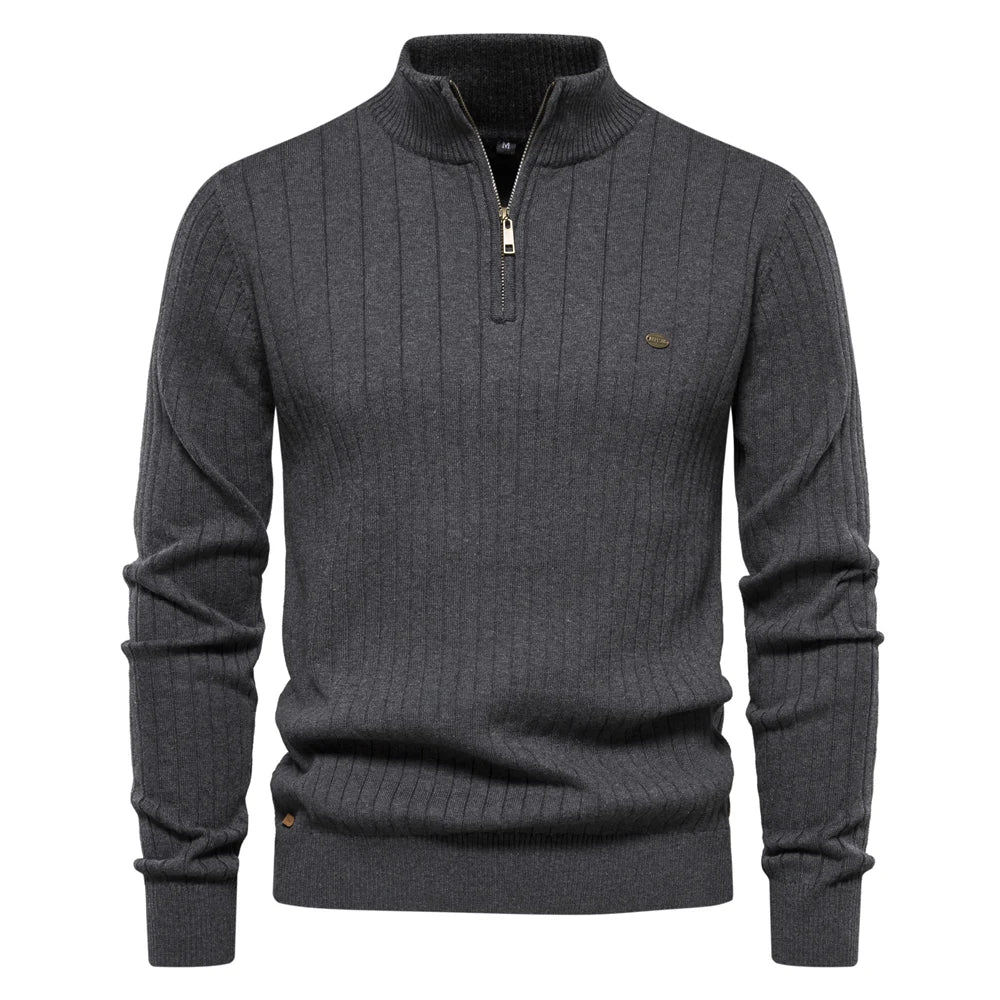 Axel™ - Men's Classic Quarter-Zip Ribbed Sweater – Timeless Style & Comfort