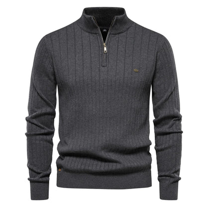 Axel™ - Men's Classic Quarter-Zip Ribbed Sweater – Timeless Style & Comfort