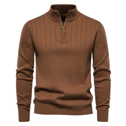 Axel™ - Men's Classic Quarter-Zip Ribbed Sweater – Timeless Style & Comfort