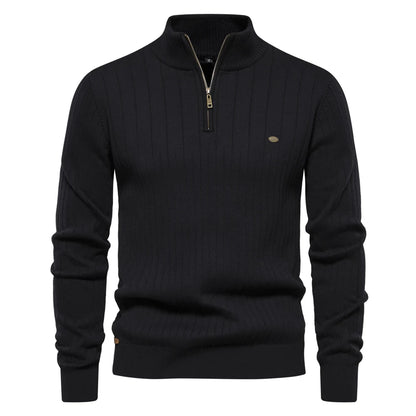 Axel™ - Men's Classic Quarter-Zip Ribbed Sweater – Timeless Style & Comfort